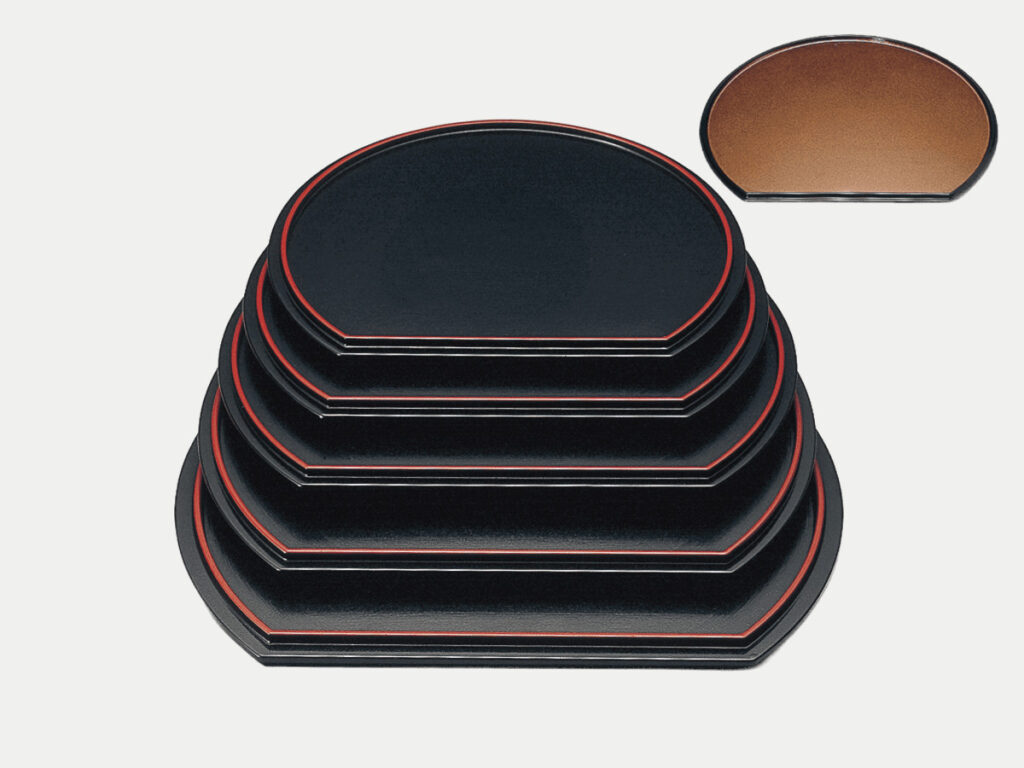 新半月両面盆 黒ﾀﾀｷ/梨地 尺1