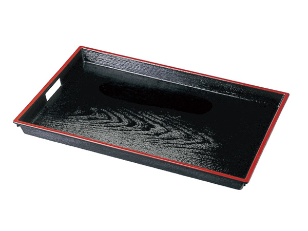 ABS 木目脇取盆 黒天朱SL 尺8(NS加工)