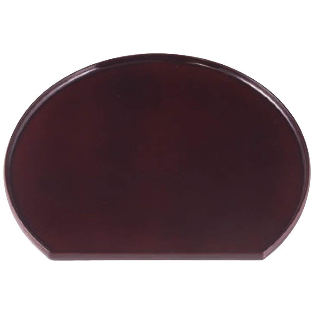 隅丸半月盆 溜毘沙門天塗 尺2