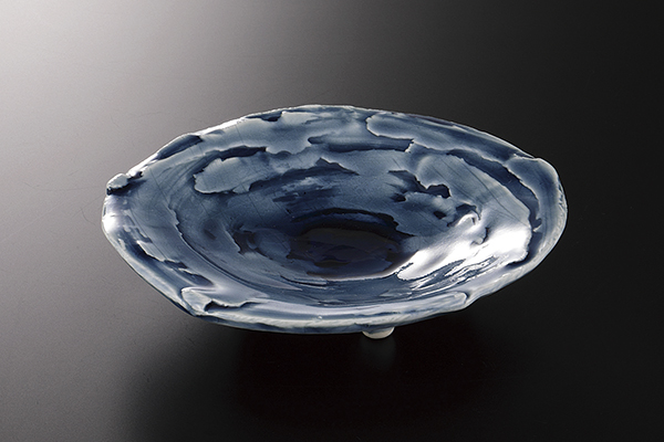 藍染釉荒磯 丸向付