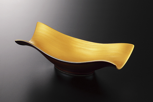 アメ釉内金 くびれ向付