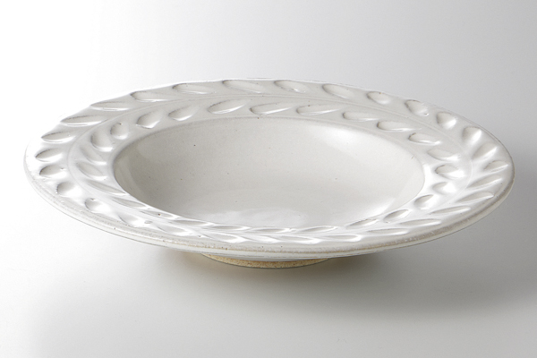 レリーフ(白釉) リム6.0鉢