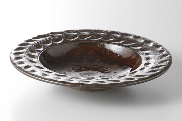 レリーフ(アメ釉) リム6.0鉢