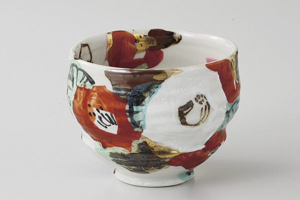 紅白椿(無鉛) 六兵衛小鉢