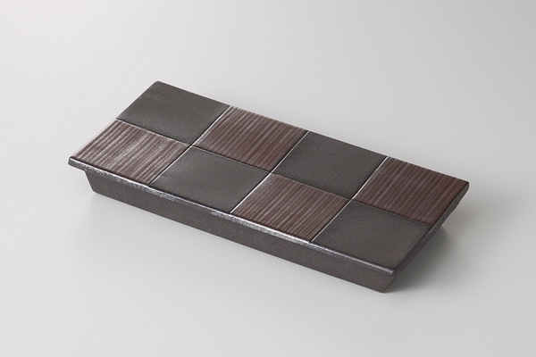 炭化銀市松 付出皿(小)