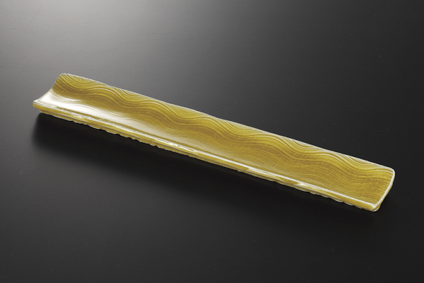 黄灰釉流水紋 長付出皿