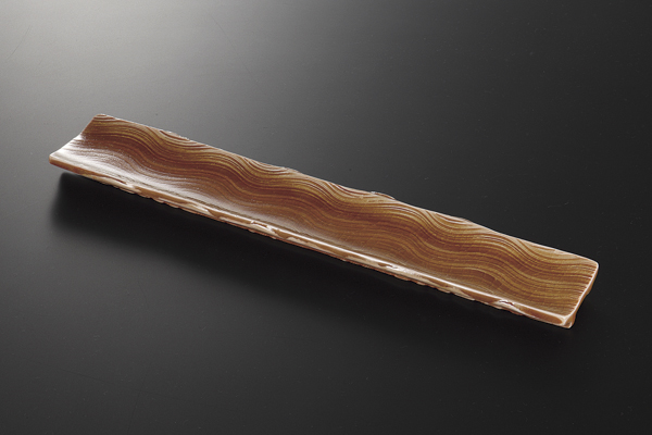 柿灰釉流水紋 長付出皿