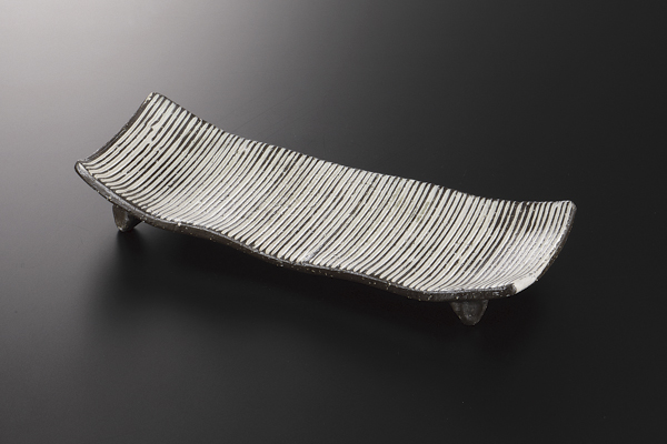 黒粉引筋紋 付出皿