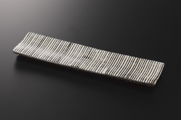 黒粉引筋紋 折紙付出皿