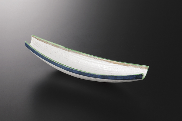 パールグリーン 舟形前菜皿