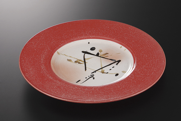 赤釉錆絵 リム8.5皿