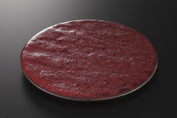 紅柚子天目 石肌24ｃｍ皿