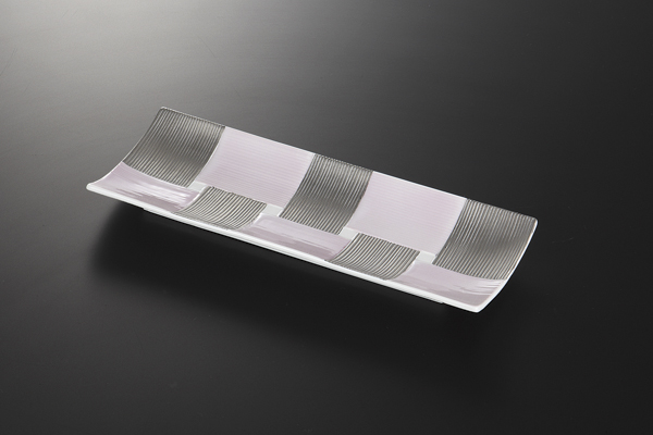 ピンク銀彩 長大皿