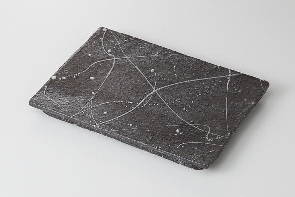 黒土ちらし 長角皿