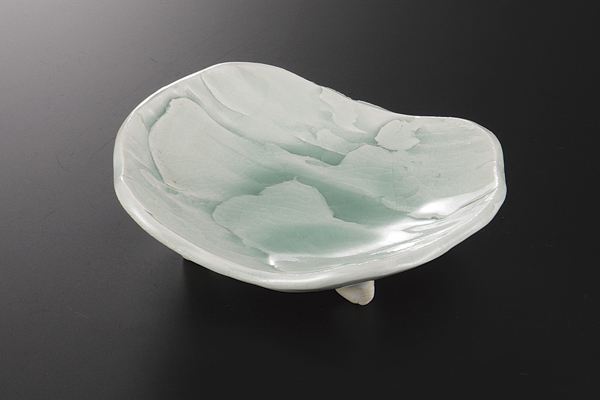 青磁荒磯 楕円向付