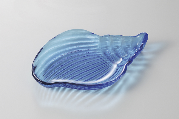 ライトブルー 貝型皿