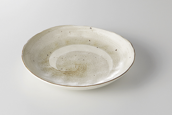 粉引渦刷毛 楕円取皿