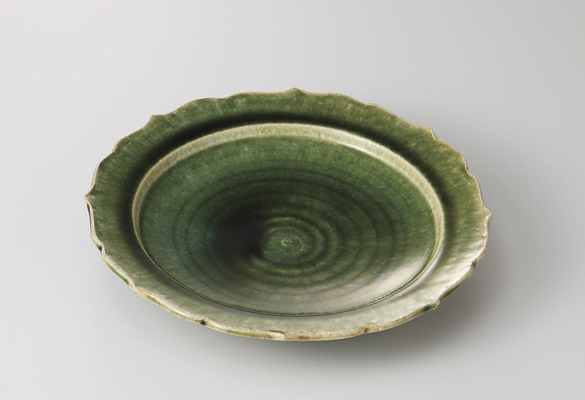 織部輪花 7寸皿