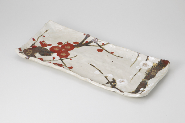 紅白梅 長盛皿(無鉛)