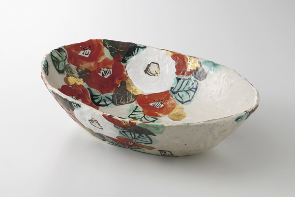 椿 楕円大鉢(無鉛)