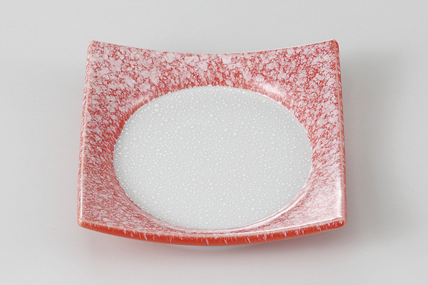 オレンジ淡雪 渕上り角皿