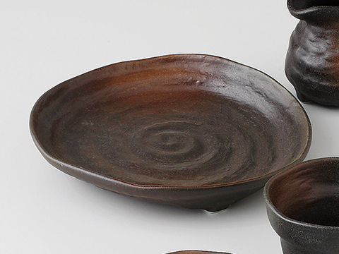 黒備前吹 そば皿