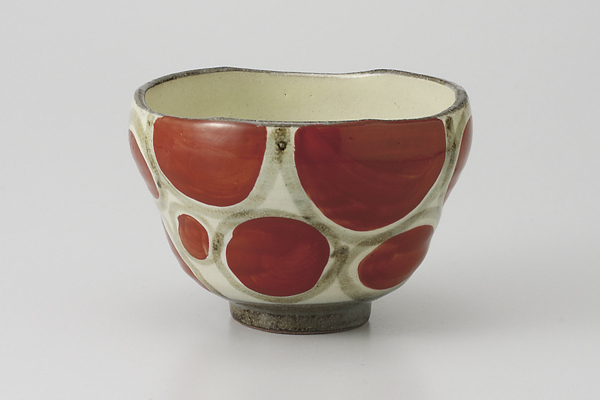 【廃番】朱丸紋 変型多用碗