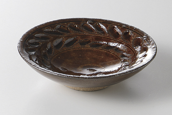 レリーフ(アメ釉) 小皿