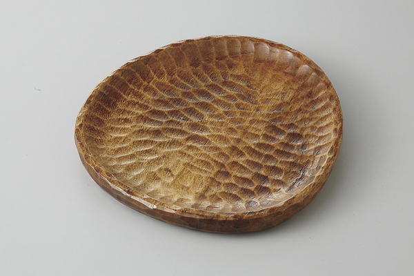 一刀彫三角トレー (茶)