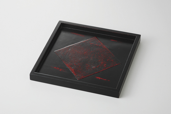 黒根来正角盆 (小)