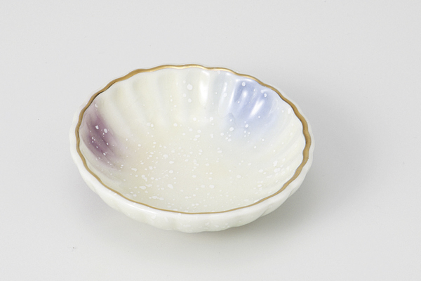 【廃番】三色吹渕金 菊型皿