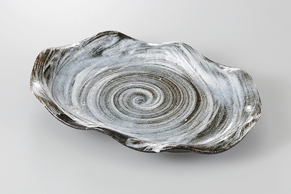 白刷毛均窯花型 小判皿(大)