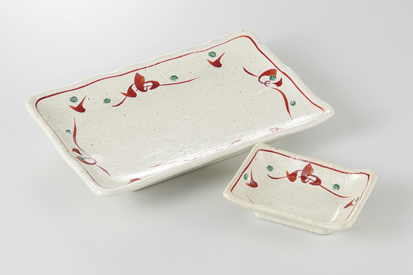 紅花 焼物皿