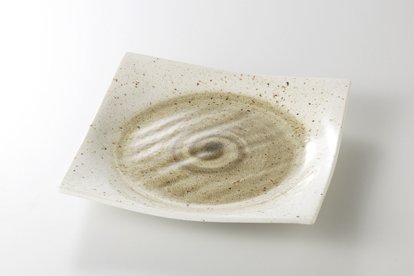 里粉引 茶 7.5正角皿
