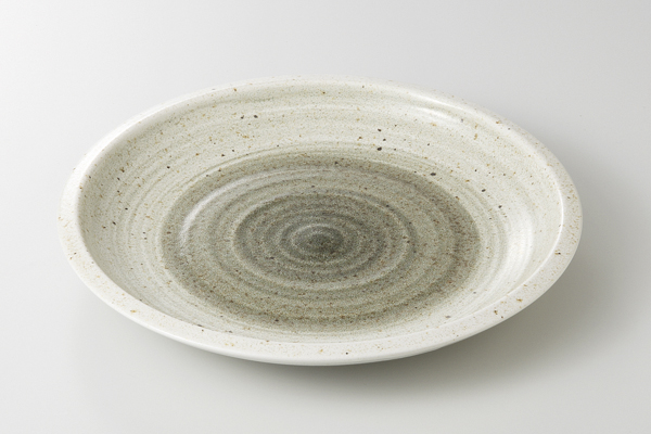 里粉引 緑 括り手8.0皿