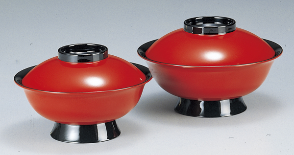 6寸 聖龍椀 朱ﾂﾊﾞ黒