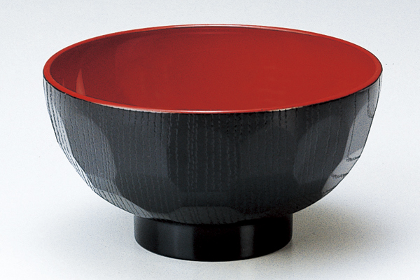 新4寸 亀甲汁椀 黒内朱