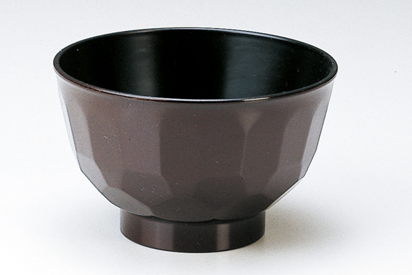 無地亀甲汁椀 溜内黒