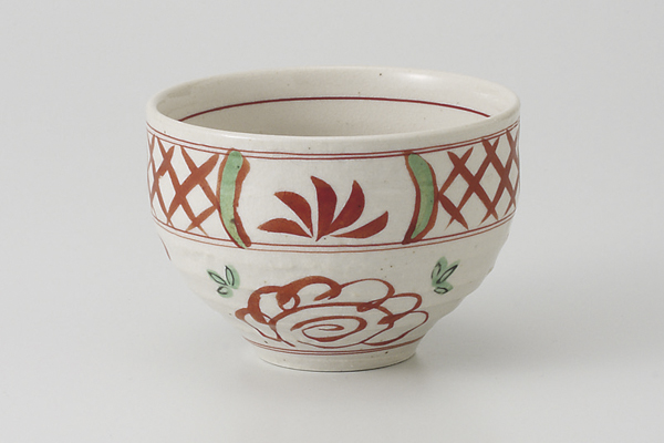 手描格子間取花 飯碗