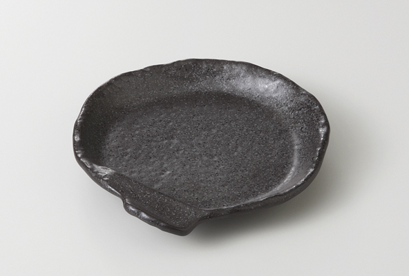 【廃番】黒備前 取皿(箸置き付)