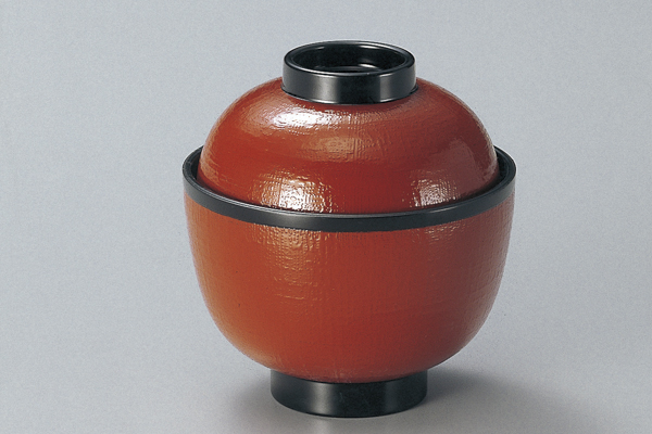 270cc 布目小吸椀 朱･帯ﾂﾊﾞ黒