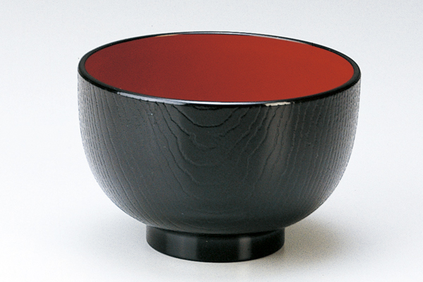 木目汁椀 黒内朱