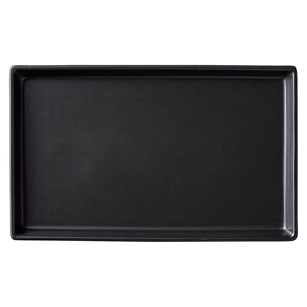 ミラノ黒マット 長角盛皿 S