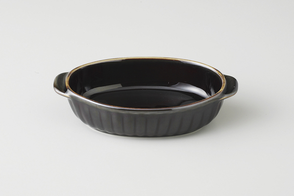 ダークブラウン 楕円グラタン