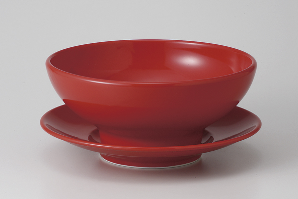 レッド 22cm高台ボール