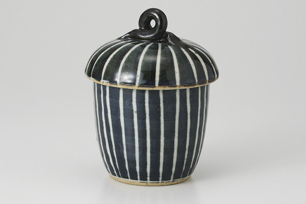 青釉たて筋 蓋物