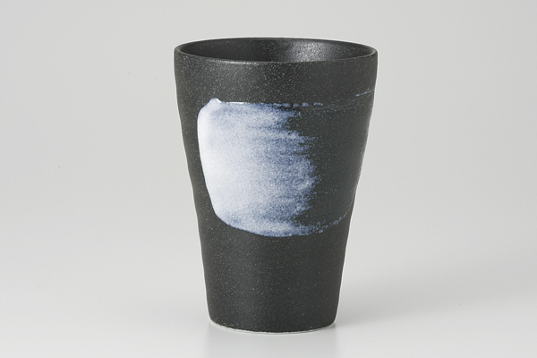 黒釉白刷毛 長フリーカップ