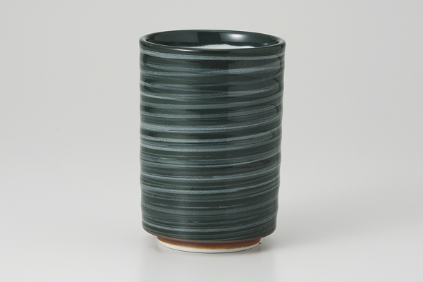 グリーン刷毛目 切立長湯呑