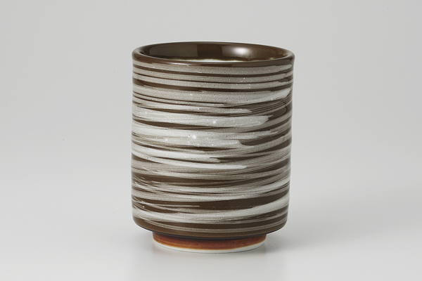 茶刷毛目 切立湯呑