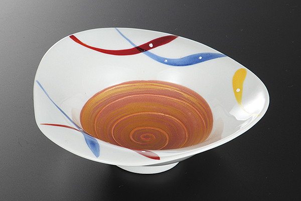 赤絵線入 三角向付